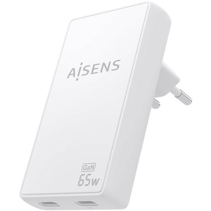 Aisens Cargador de Pared GaN Ultra Delgado 65W 2xUSB-C Blanco ASCH-65W2P077-W Aisens Cargador de Pared GaN Ultra Delgado 65W 2xUSB-C Blanco ASCH-65W2P077-W